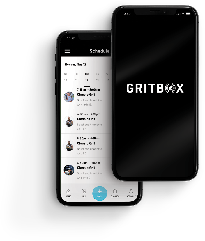 New and Improved Gritbox Fitness App Displayed on a Mobile Device